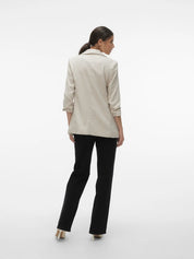 Frida Ruched Sleeve Blazer Cream