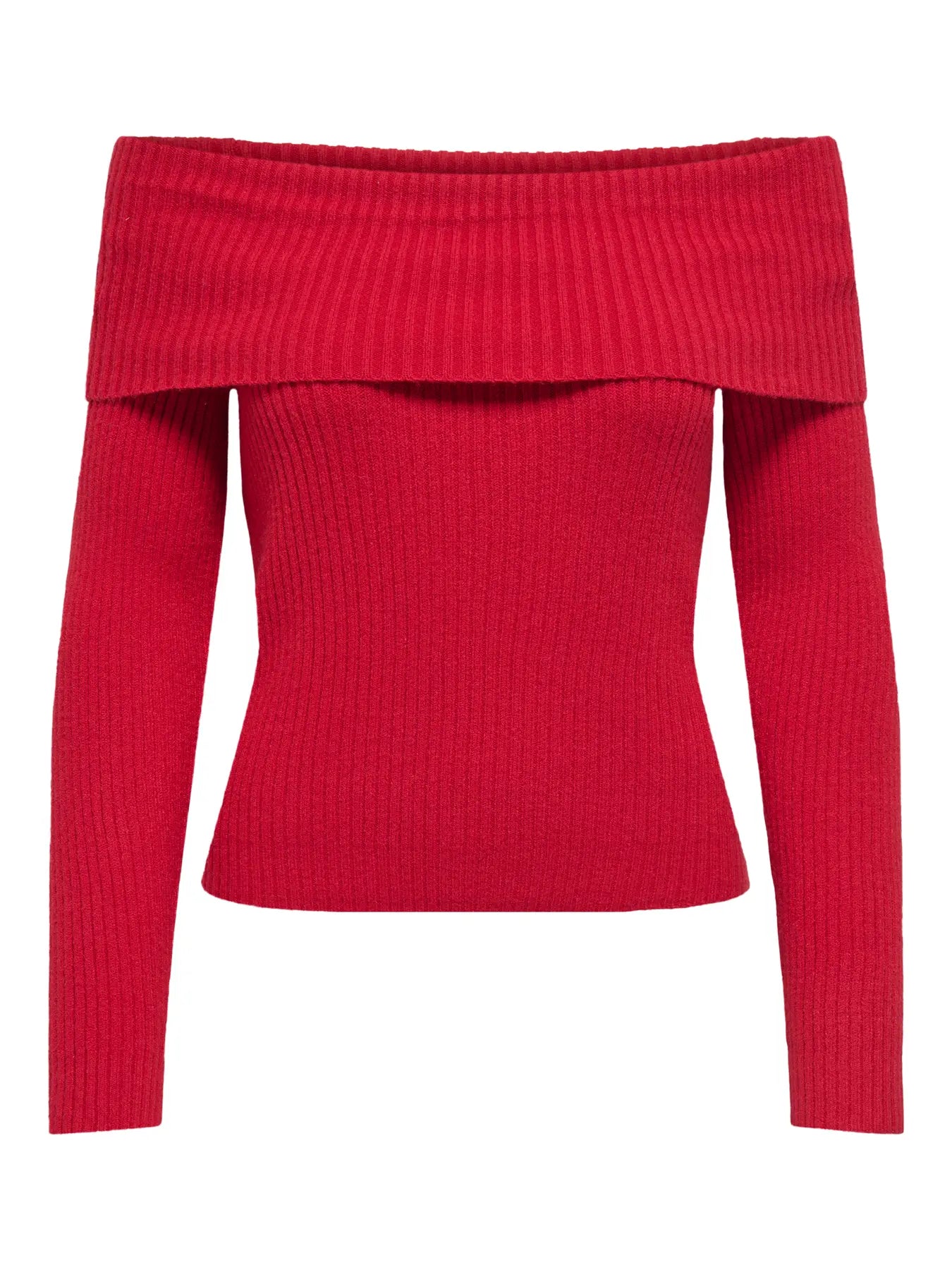Katia Red Off-the-shoulder Knit Top