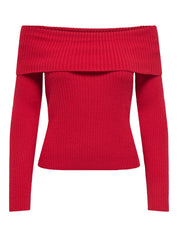 Katia Red Off-the-shoulder Knit Top