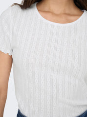 Carlotta White Pointelle T-Shirt