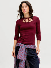 Gigi Open Tie Front Top Burgundy