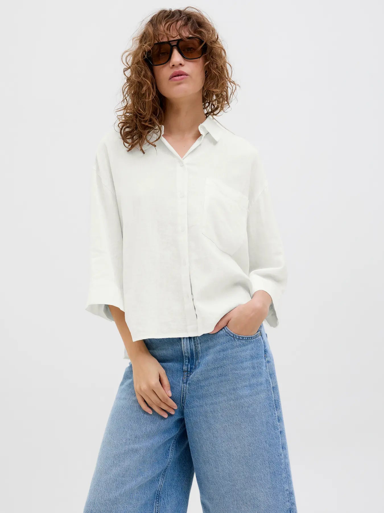 Breeze Cream Linen3/4 Resort Shirt