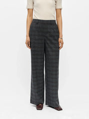 Lisa Checked Print Wide Leg Trousers