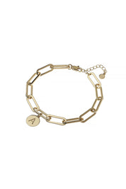 Initial Disc Pendant Bracelet - Gold