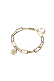 Initial Disc Pendant Bracelet - Gold