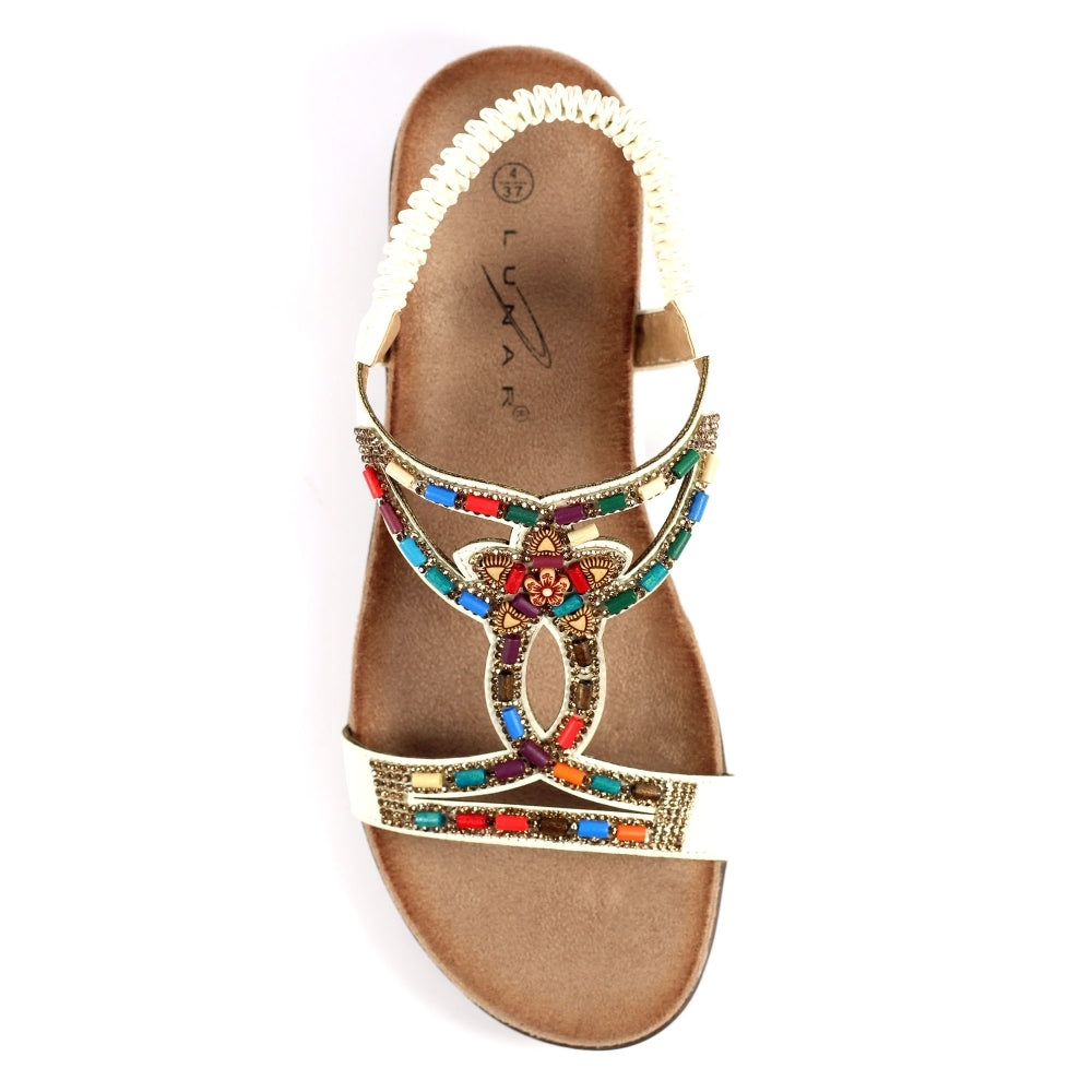 Mariella White Beaded Sandal