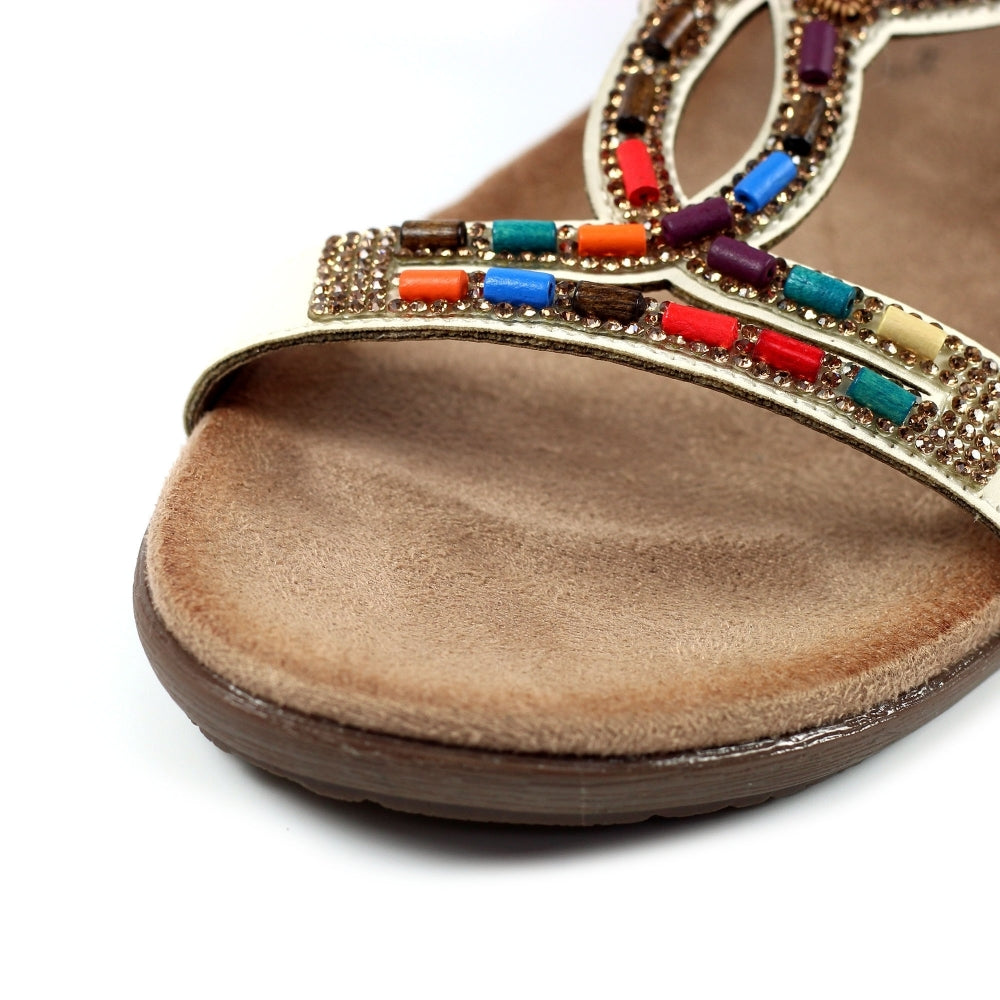 Mariella White Beaded Sandal