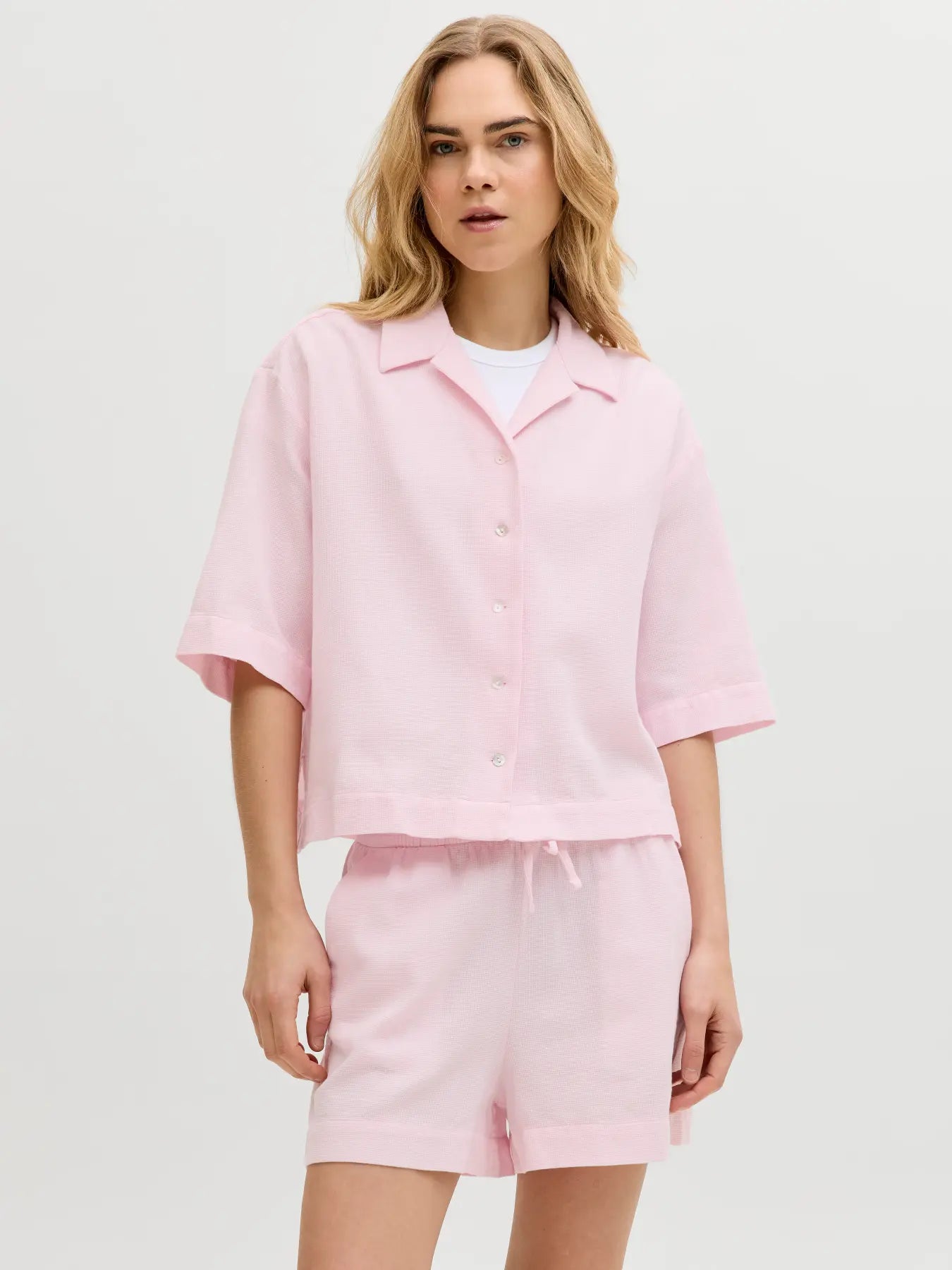 Global Waffle Resort Shirt Pink