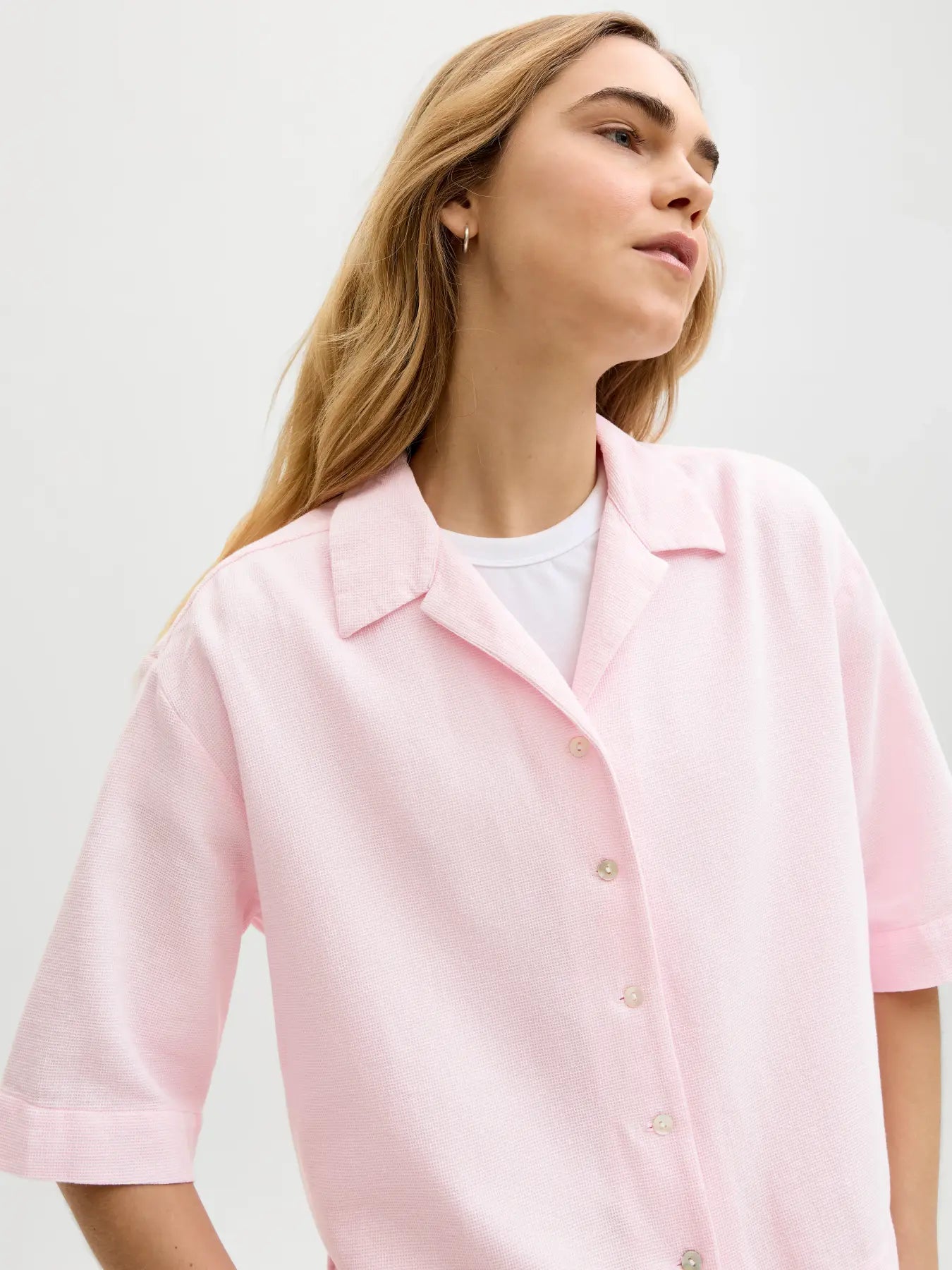 Global Waffle Resort Shirt Pink
