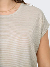 Claudia Lurex Stripe Tee Gold