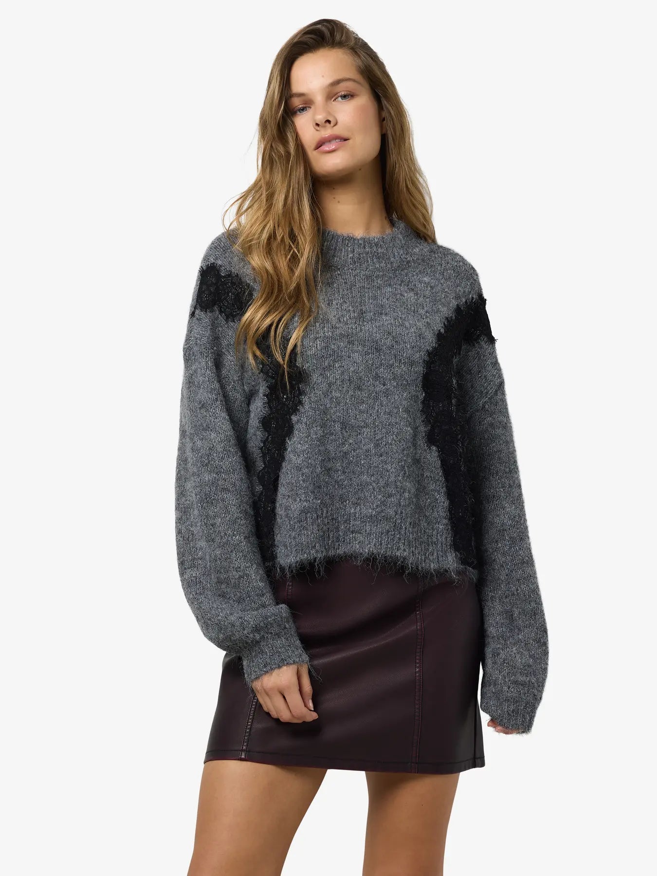 Sutton Grey Jumper with Lace Details