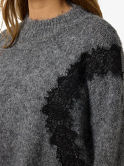 Sutton Grey Jumper with Lace Details