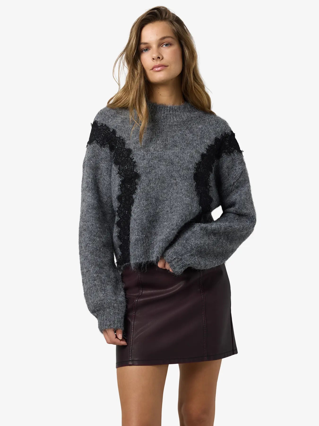 Sutton Grey Jumper with Lace Details