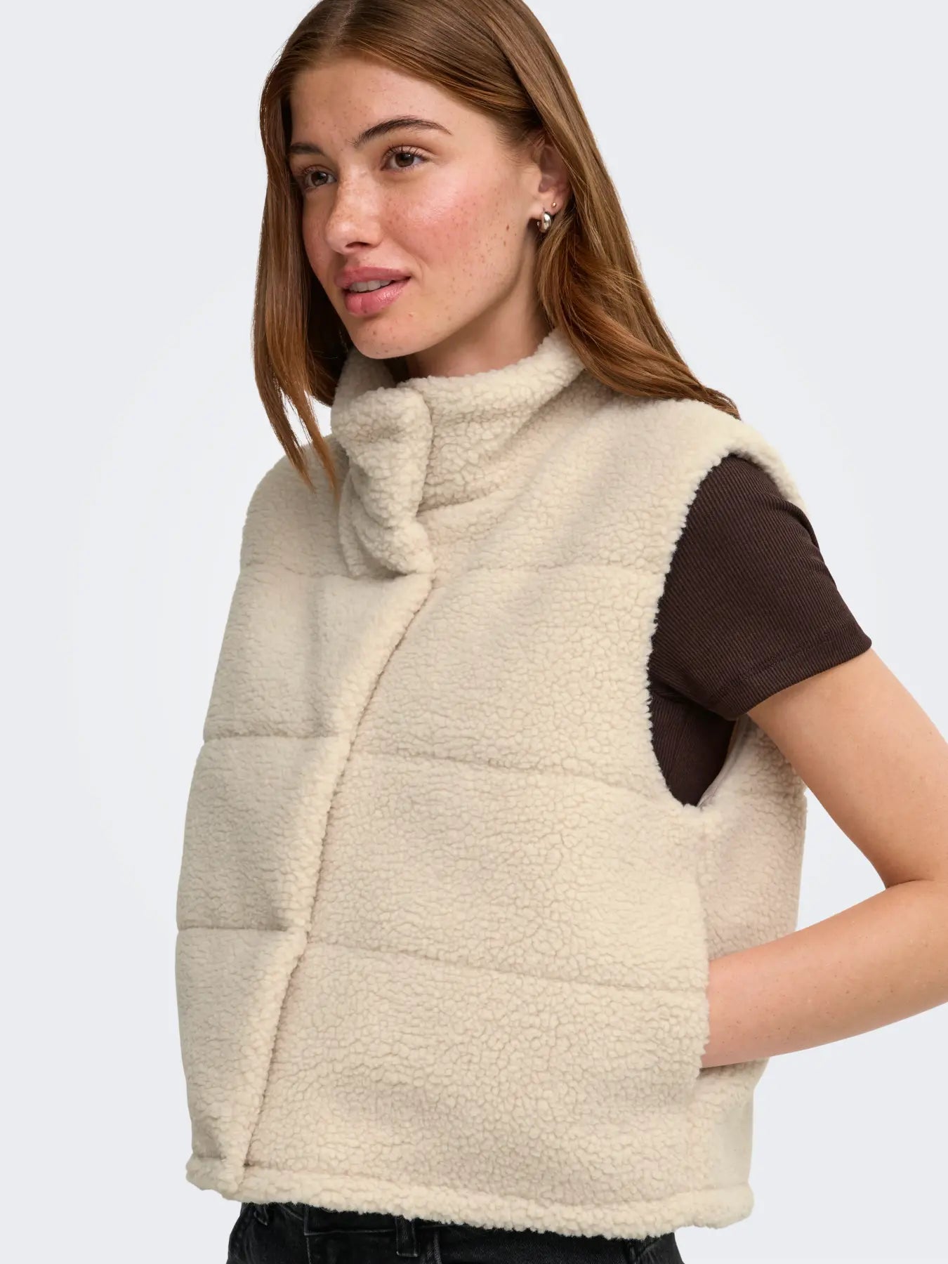 Sandra Teddy Padded Gilet Beige