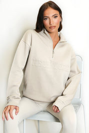 New York Zip Sweatshirt - Beige