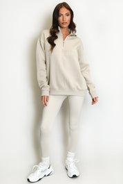 High Waist Sports Leggings - Beige