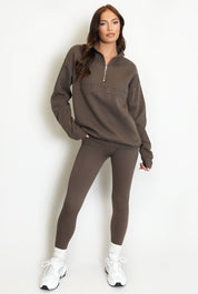High Waist Sports Leggings - Brown