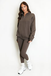 New York Zip Sweatshirt - Brown