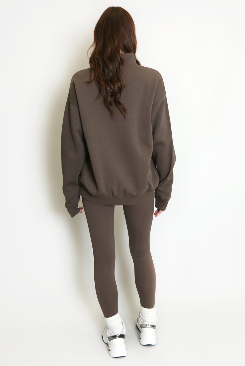 New York Zip Sweatshirt - Brown