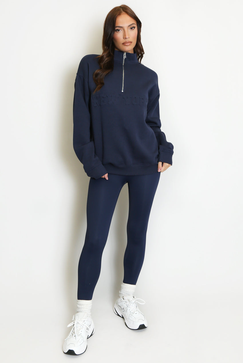 High Waist Sports Leggings - Navy