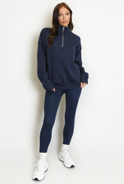 High Waist Sports Leggings - Navy