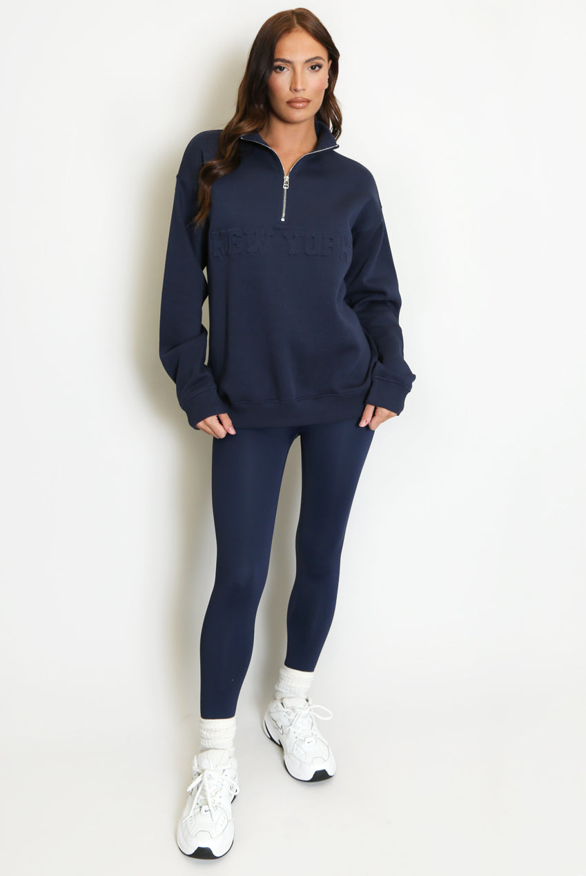 New York Zip Sweatshirt - Navy