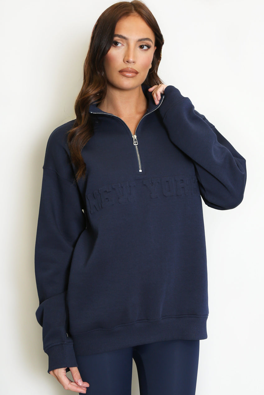 New York Zip Sweatshirt - Navy