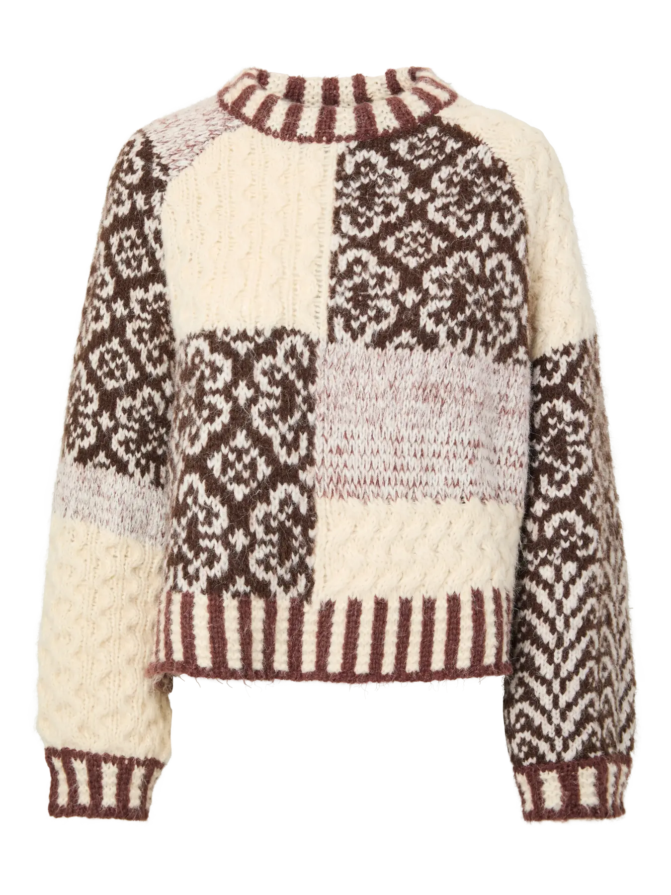 Fusion Chunky Patchwork Knit Brown