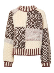 Fusion Chunky Patchwork Knit Brown