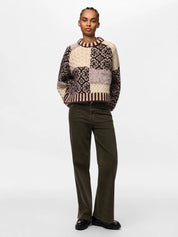 Fusion Chunky Patchwork Knit Brown