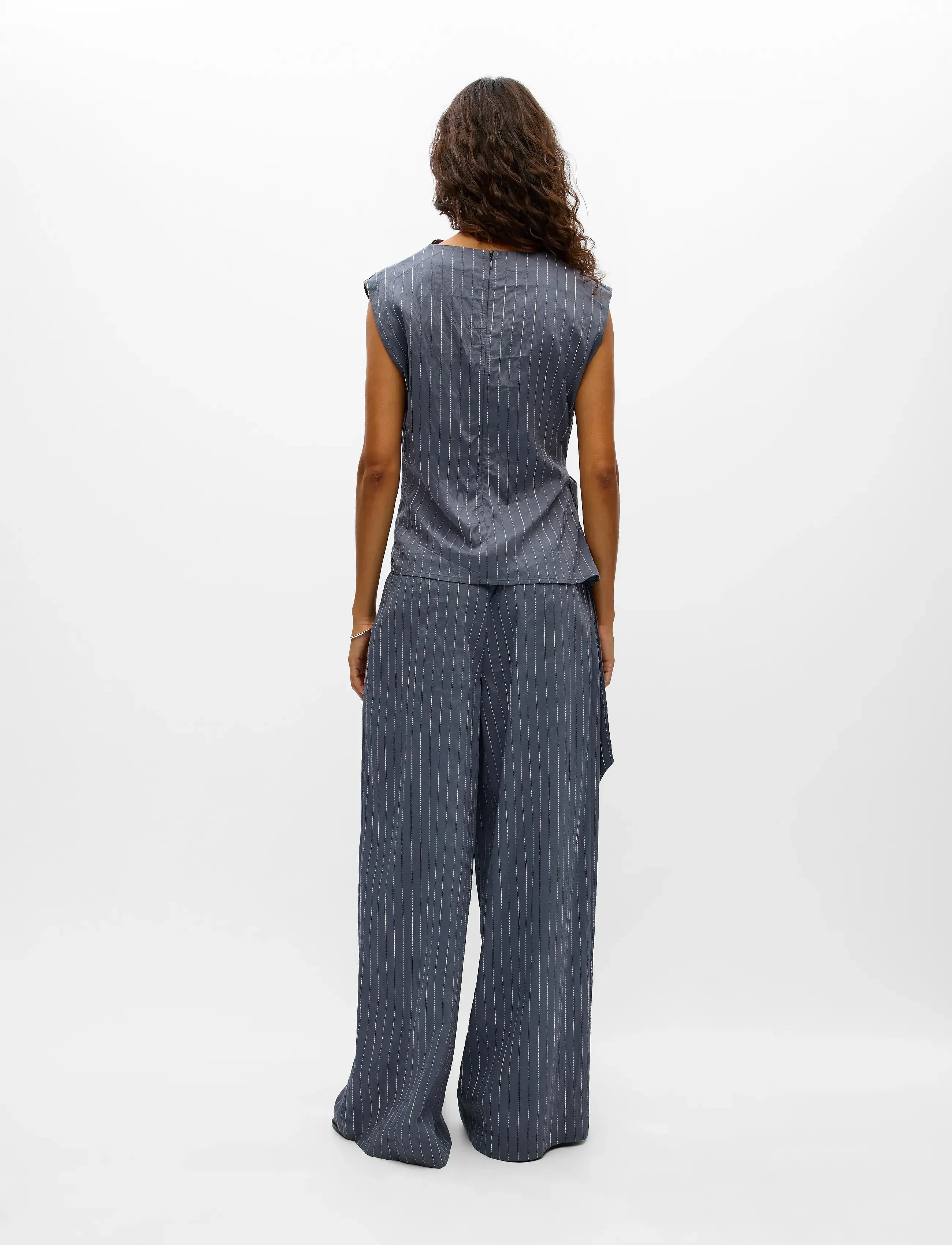 Joy Pinstripe Wide Pants Top - Co-ord