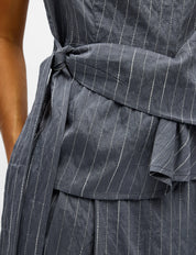 Joy Pinstripe Tie-Waist Sleeveless Top - Co-ord