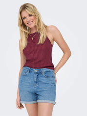 Miami Wine Knit High Neck Vest