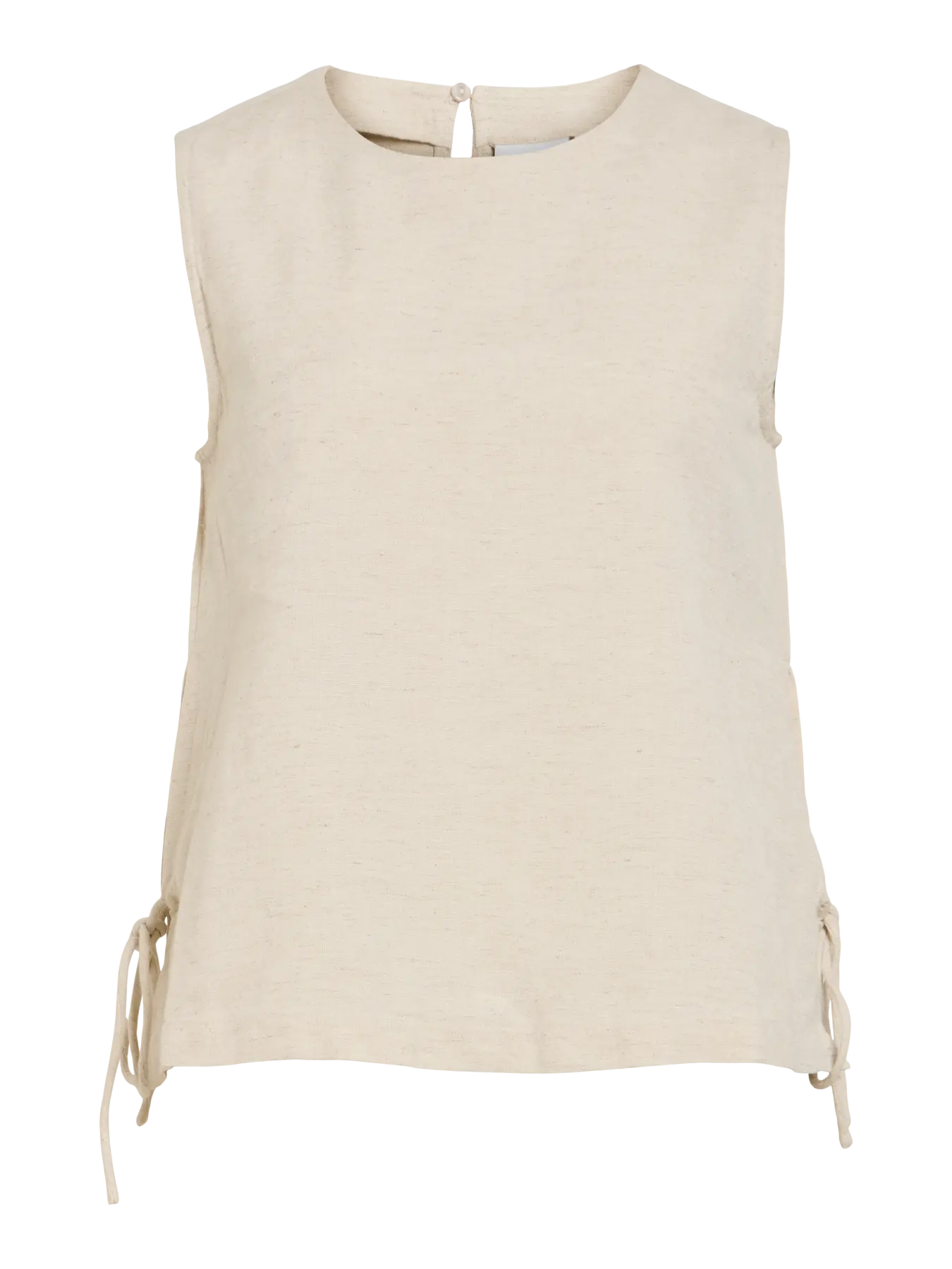 Prisilla O-Neck Tie Side Top Beige