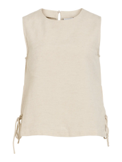 Prisilla O-Neck Tie Side Top Beige