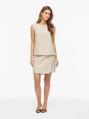 Prisilla O-Neck Tie Side Top Beige