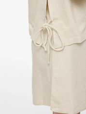 Prisilla O-Neck Tie Side Top Beige