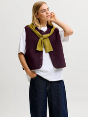 Vera Teddy Vest Gilet Wine