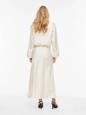 Viellette White Spot Satin Midi Skirt