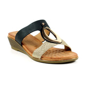Porto Black Wedge Sandal