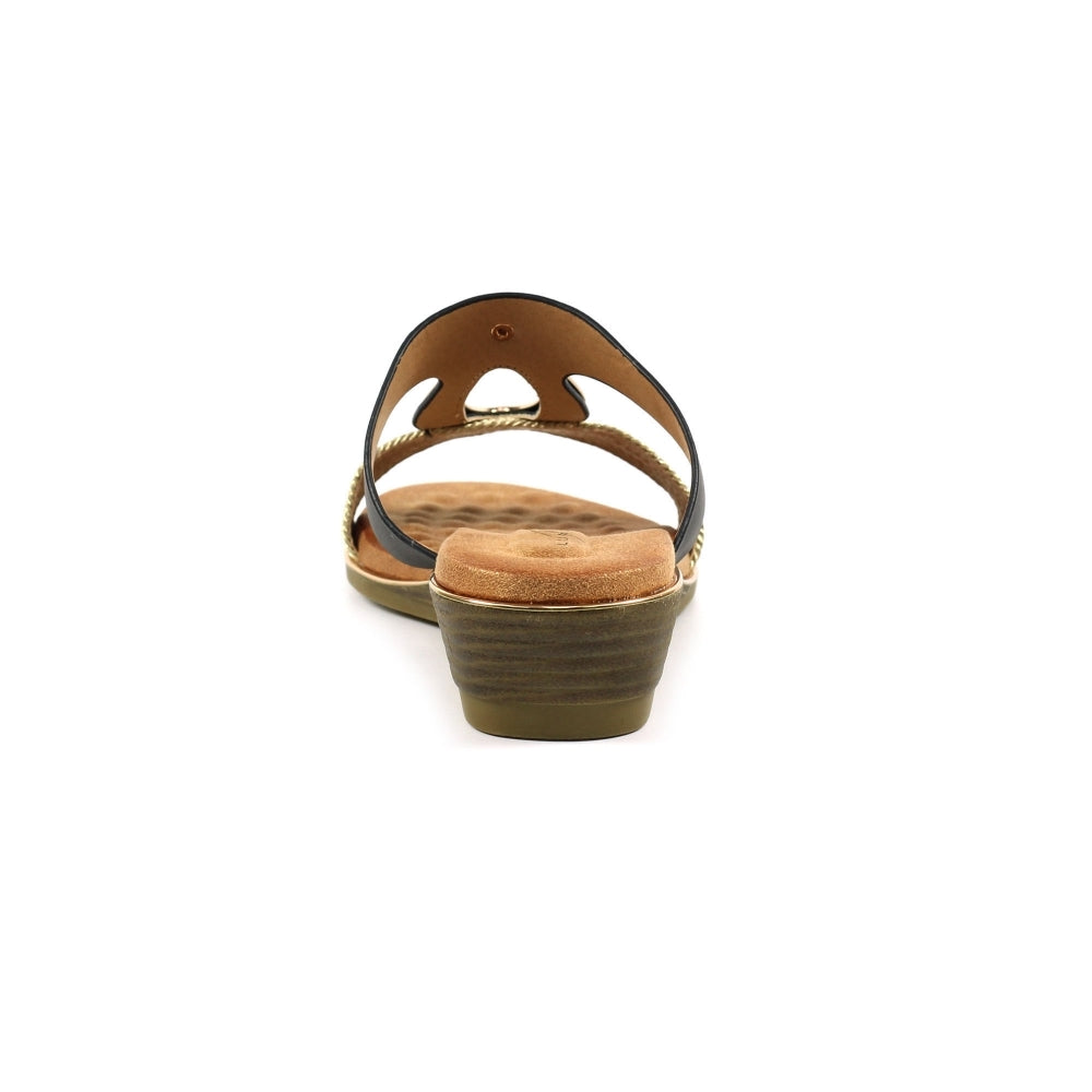 Porto Black Wedge Sandal