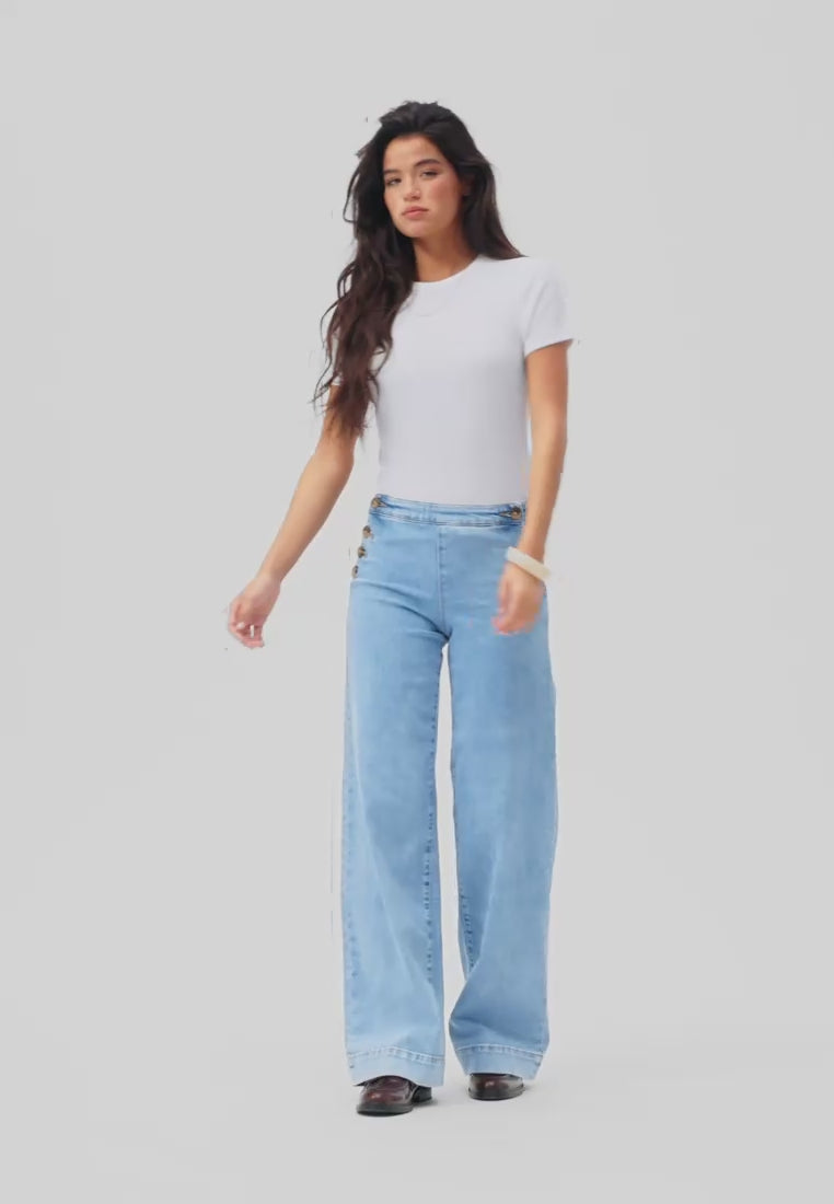 Madison Button Wide Leg Jeans