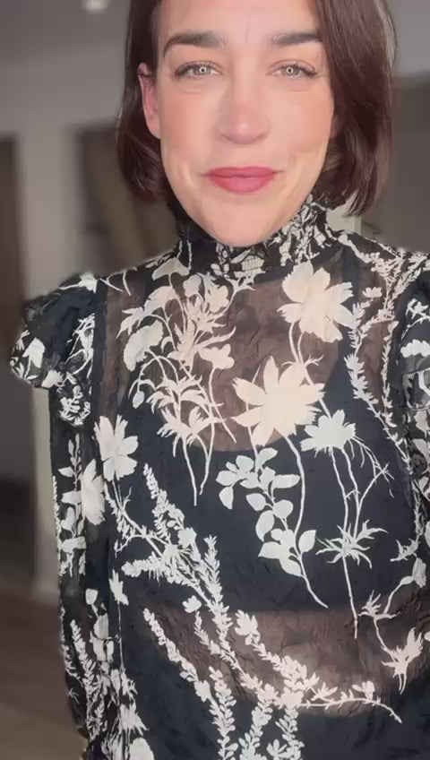 Pearl Floral High Neck Blouse