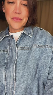 Pippa Oversized Denim Bomber Jacket