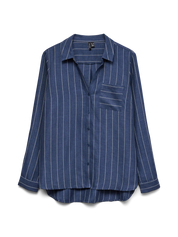 Odette Denim Blue Pinstripe Blouse