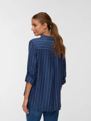 Odette Denim Blue Pinstripe Blouse