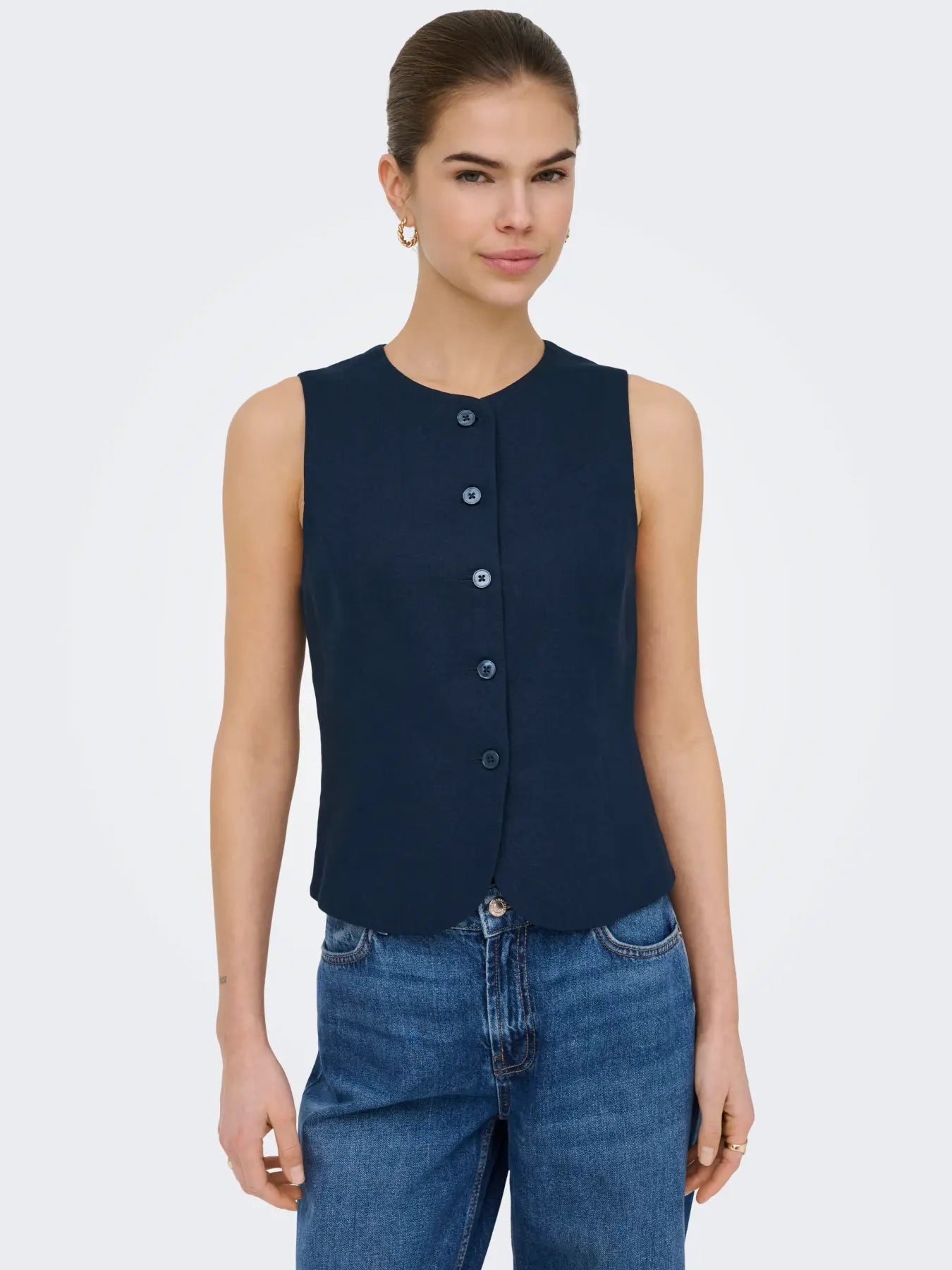 Goa Linen Waistcoat Navy