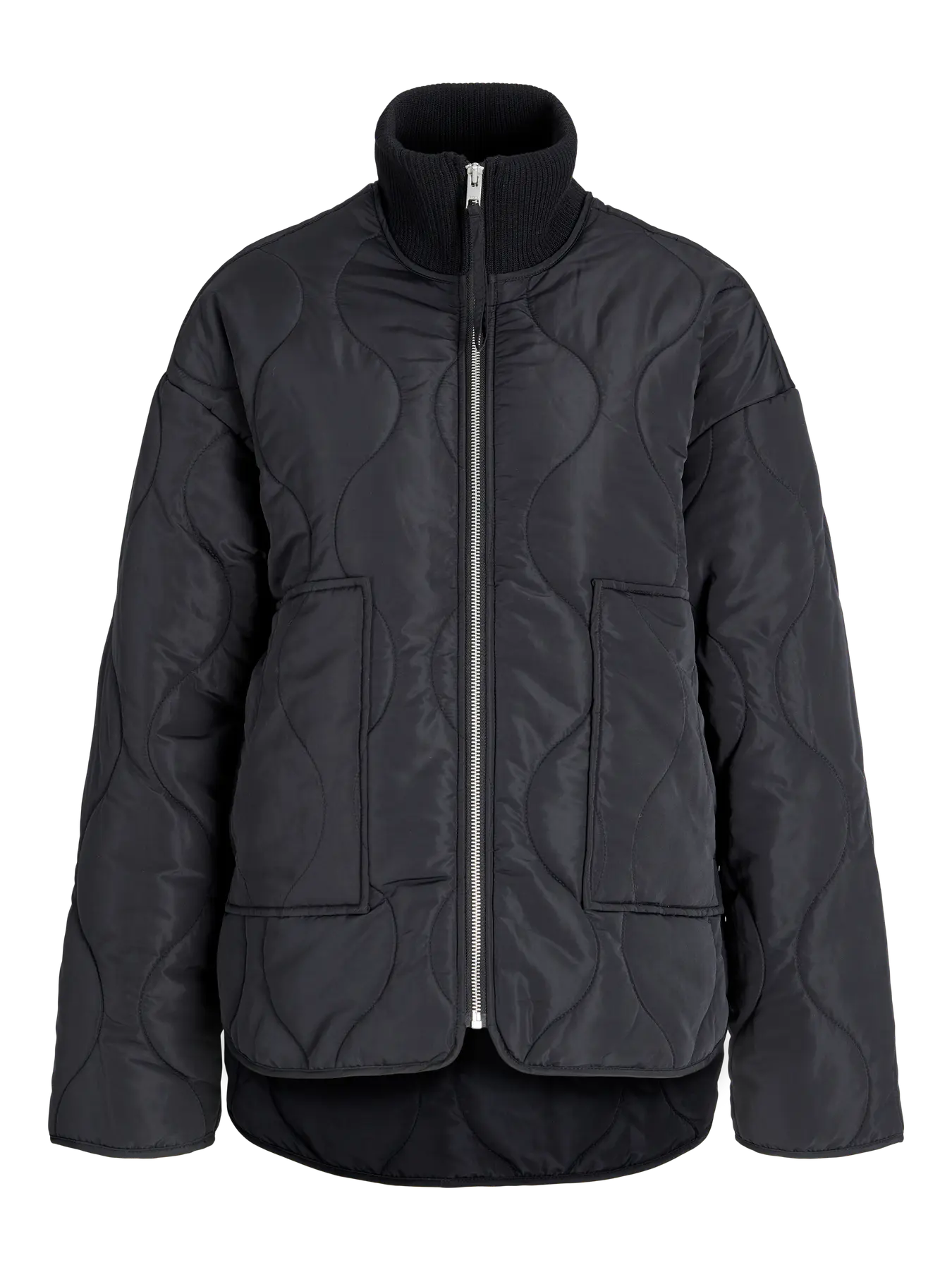 Serena Black Mid Quilted Zip Jacket