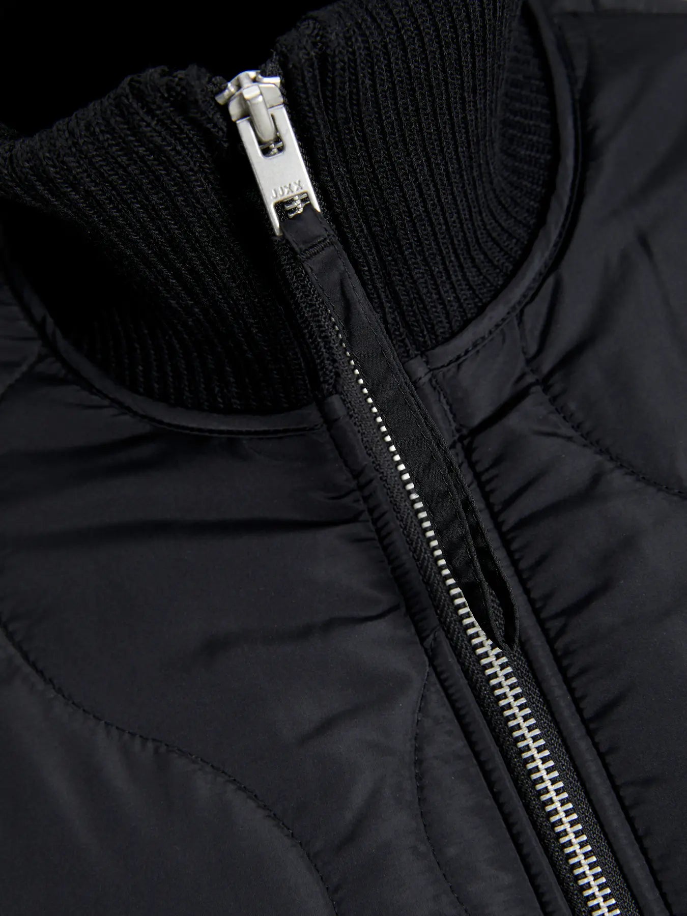 Serena Black Mid Quilted Zip Jacket