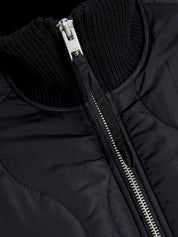 Serena Black Mid Quilted Zip Jacket